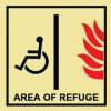 Area of refuge to be used in a fire emergency - Emergency Exit Route Location and Identification Sign