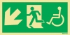 Progress down and to the left - Wheelchair accessible route to an emergency exit - Emergency Exit Route Location and Identification Sign
