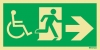 Progress to the right - Wheelchair accessible route to an emergency exit - Emergency Exit Route Location and Identification Sign