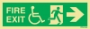 FIRE EXIT - Progress to the right - Wheelchair accessible route to a fire exit - Fire Exit Route Location and Identification Sign