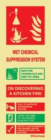WET CHEMICAL SUPPRESSION SYSTEM - Extinguisher agent identification and actions in the event of a kitchen fire
