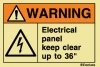 WARNING - Electrical panel keep clear up to 36"