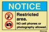NOTICE - Restricted area - NO cell phones or photography allowed